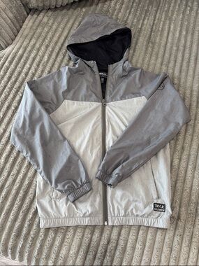 Boys Two-Tone Gray Hooded Windbreaker Jacket